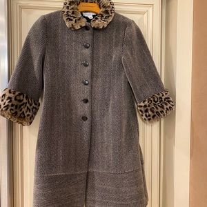 Beautiful Tartine et Chocolat Faux Fur Trim Coat